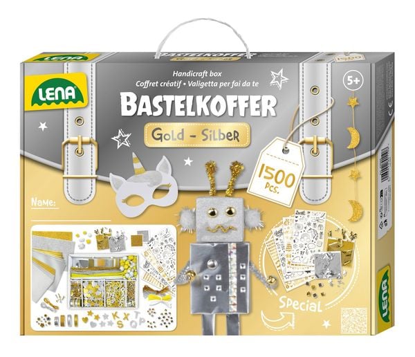 Lena - Bastelkoffer Gold und Silber, Faltschachtel