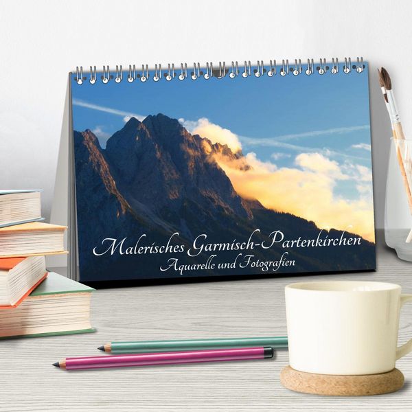 Produktbild: Malerisches Garmisch Partenkirchen - Aquarelle und Fotografien (Tischkalender 2026 DIN A5 quer), CALVENDO Monatskalender