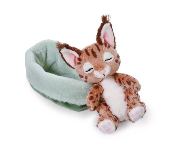 NICI - Kuscheltier Karakal 12cm schlafend im Körbchen grün