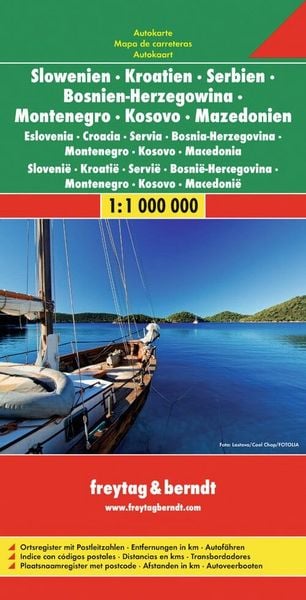 Produktbild: freytag & berndt Stra&szlig;enkarte Slowenien - Kroatien - Serbien - Bosnien Herzegowina - Montenegro - Mazedonien 1:1 Mio.