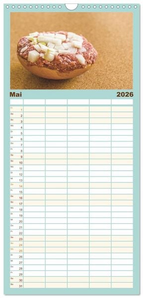 Produktbild: Familienplaner 2026 - Mettkalender - Spread some more Mett mit 5 Spalten (Wandkalender, 21 x 45 cm) CALVENDO