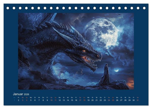 Produktbild: Drachenkrieger (Tischkalender 2026 DIN A5 quer), CALVENDO Monatskalender