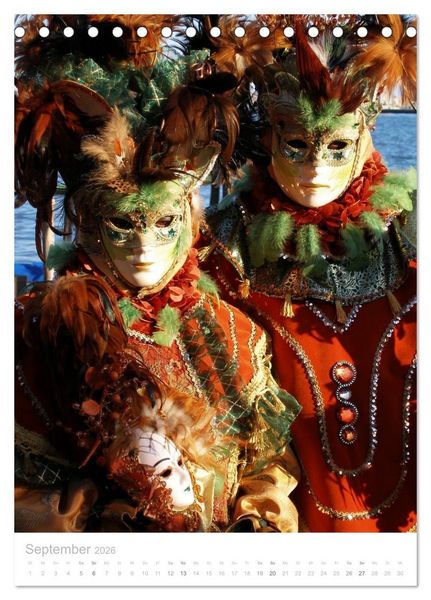 Produktbild: Masken der Sehnsucht - Karneval in Venedig (Tischkalender 2026 DIN A5 hoch), CALVENDO Monatskalender
