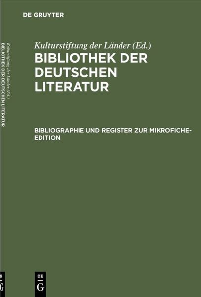 Produktbild: Bibliographie und Register zur Mikrofiche-Edition