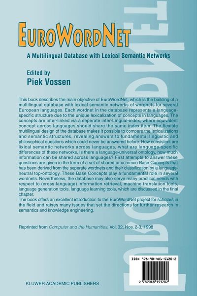 Produktbild: EuroWordNet: A multilingual database with lexical semantic networks