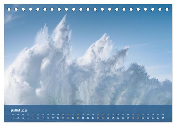 Produktbild: Temp&ecirc;tes c&ocirc;ti&egrave;res - La puissance brute des vagues (Calendrier de bureau 2026 DIN A5 vertical), CALVENDO calendrier mensuel