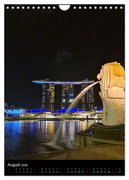 Produktbild: Singapur - Faszinierende Lichterwelt Marina Bay (Wandkalender 2026 DIN A4 hoch), CALVENDO Monatskalender