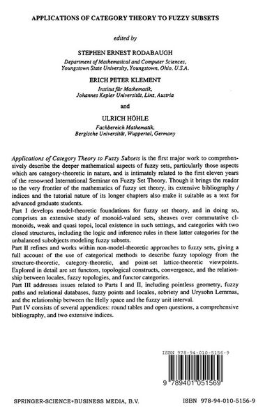 Produktbild: Applications of Category Theory to Fuzzy Subsets
