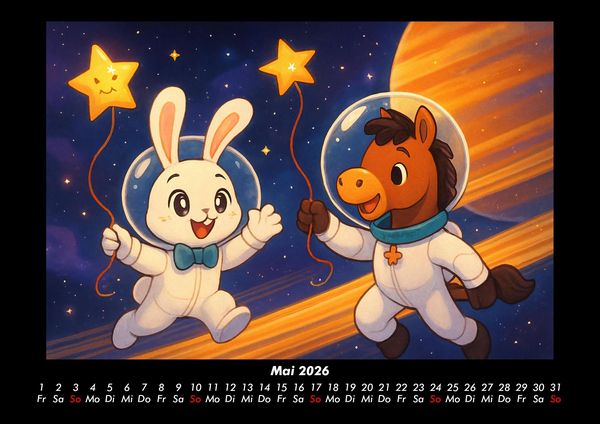 Produktbild: Bouncy & Huf - Im Weltraum 2026 Fotokalender DIN A3