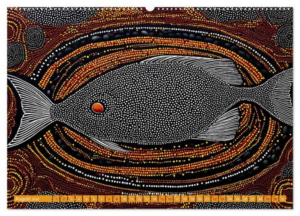 Produktbild: Traumzeit - KI-generierte Aborigine-Kunst aus dem Herzen Australiens (Wandkalender 2026 DIN A2 quer), CALVENDO Monatskalender