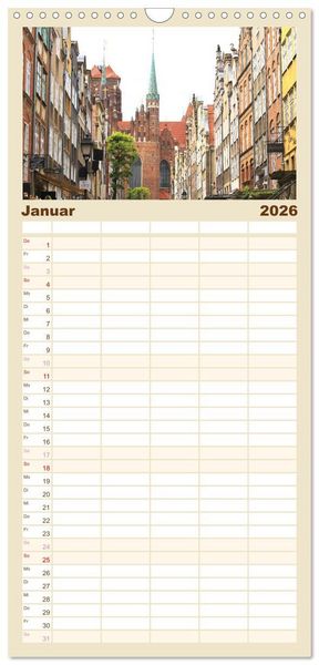 Produktbild: Familienplaner 2026 - Danzig - Eine Perle Polens mit 5 Spalten (Wandkalender, 21 x 45 cm) CALVENDO