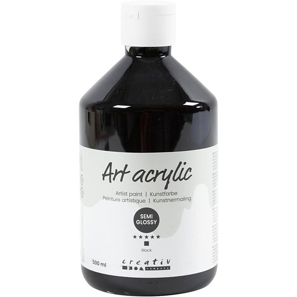 Produktbild: Creativ Company Acrylfarbe, Mattgl&auml;nzend, Deckend, Schwarz, 500 ml/ 1 Fl.