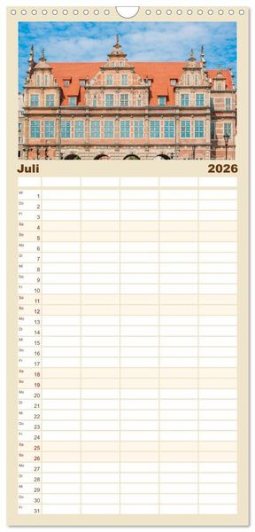 Produktbild: Familienplaner 2026 - Danzig - Polnische Hansestadt mit 5 Spalten (Wandkalender, 21 x 45 cm) CALVENDO