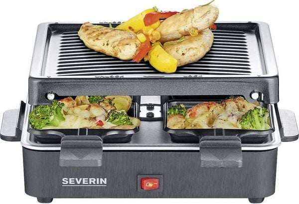 Produktbild: Severin 2370 Raclette Antihaftbeschichtung, 4 Pf&auml;nnchen, Grillfunktion Schwarz