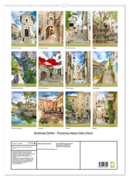 Produktbild: Sch&ouml;nste D&ouml;rfer - Provence-Alpes-C&ocirc;te d'Azur (Wandkalender 2026 DIN A2 hoch), CALVENDO Monatskalender