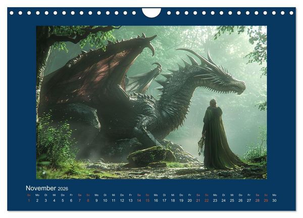 Produktbild: Drachenkrieger (Wandkalender 2026 DIN A4 quer), CALVENDO Monatskalender