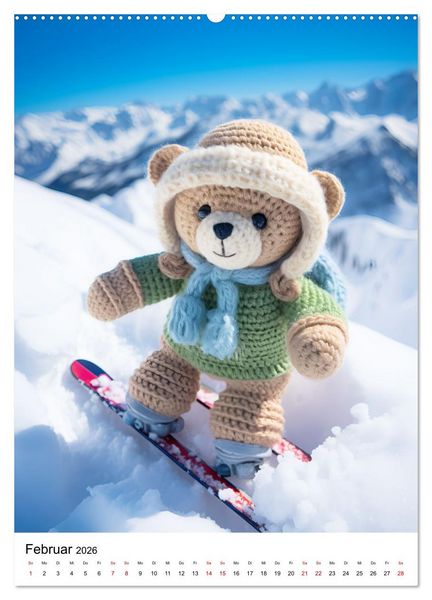 Produktbild: Teddy Abenteur - Ein Jahr mit geh&auml;kelten Freunden (Wandkalender 2026 DIN A2 hoch), CALVENDO Monatskalender
