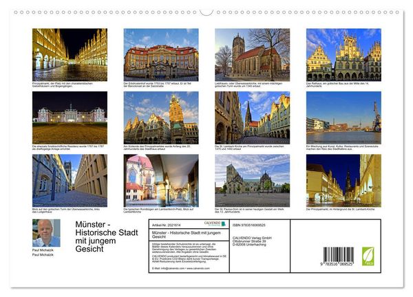 Produktbild: M&uuml;nster - Historische Stadt mit jungem Gesicht (hochwertiger Premium Wandkalender 2026 DIN A2 quer), Kunstdruck in Hochglanz