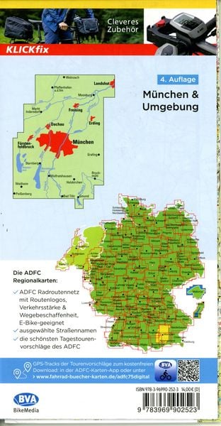 Produktbild: BVA ADFC Regionalkarte M&uuml;nchen und Umgebung 1:75.000