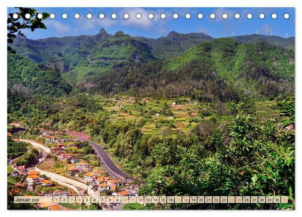 Produktbild: Madeira - blaues Wasser, gr&uuml;ne Berge, bunte Blumen (Tischkalender 2026 DIN A5 quer), CALVENDO Monatskalender