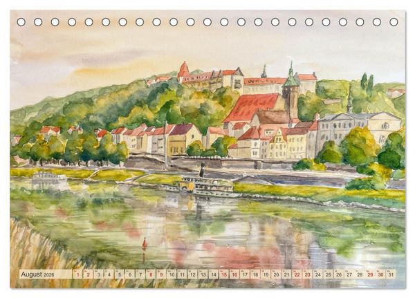 Produktbild: Dresden und das Elbtal - Ein Aquarellkalender von Claudia Pinkau (Tischkalender 2026 DIN A5 quer), CALVENDO Monatskalender