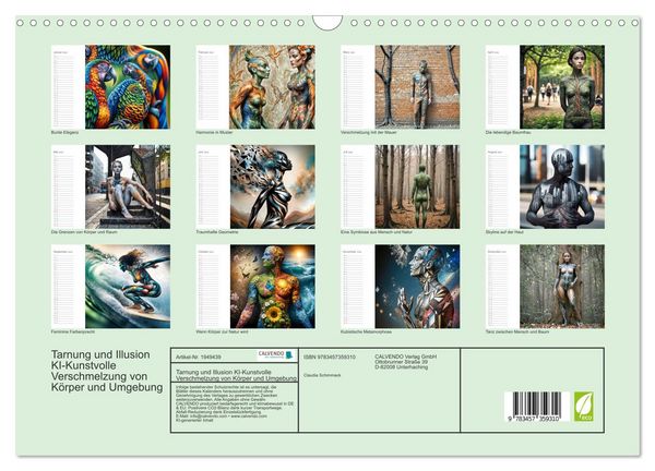 Produktbild: Tarnung und Illusion KI-Kunstvolle Verschmelzung von K&ouml;rper und Umgebung (Wandkalender 2026 DIN A3 quer), CALVENDO Monatskalender