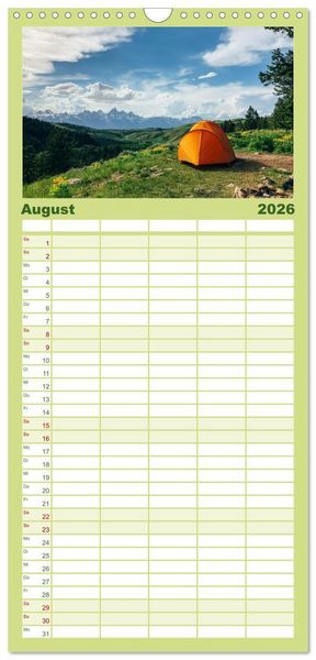 Produktbild: Familienplaner 2026 - Camping - Raus in die Natur. mit 5 Spalten (Wandkalender, 21 x 45 cm) CALVENDO