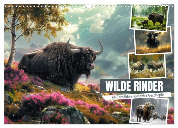 Wilde Rinder (Wandkalender 2026 DIN A3 quer), CALVENDO Monatskalender