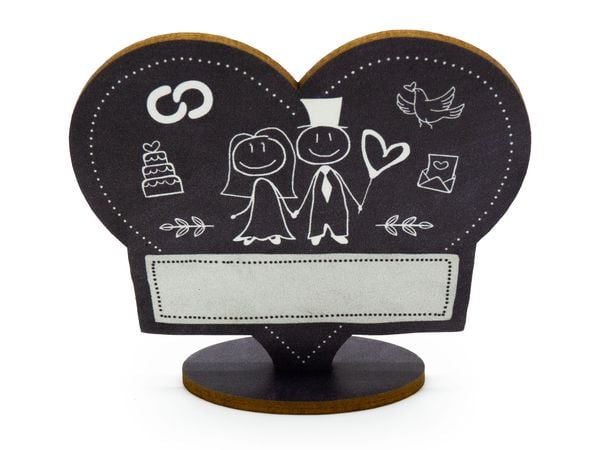 Produktbild: familiawedding 10 Tischkarten zur Hochzeit black doodle Herz-Design