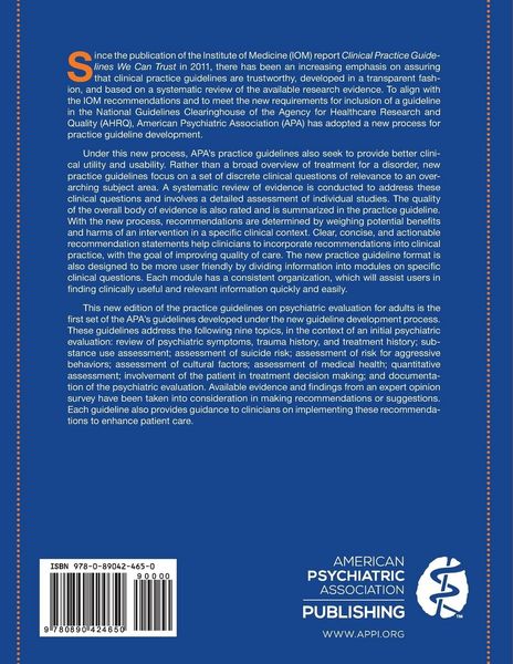 Produktbild: The American Psychiatric Association Practice Guidelines for the Psychiatric Evaluation of Adults