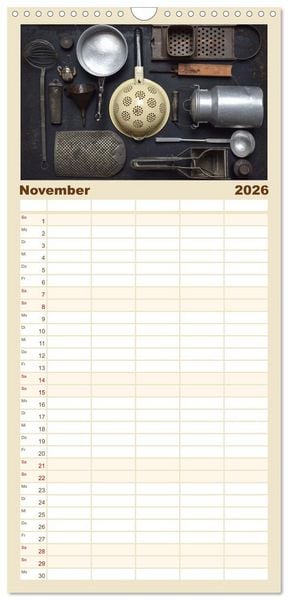 Produktbild: Familienplaner 2026 - K&uuml;chenutensilien mit 5 Spalten (Wandkalender, 21 x 45 cm) CALVENDO