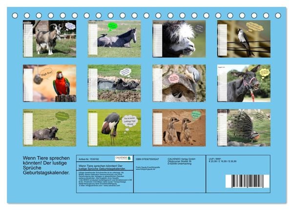 'Wenn Tiere Sprechen könnten! Der lustige Sprüche Geburtstagskalender
