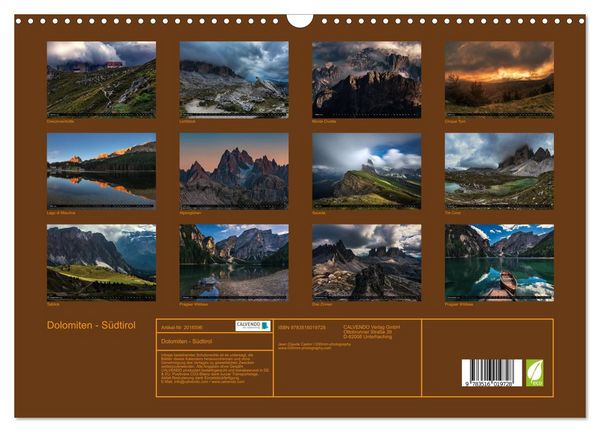 Produktbild: Dolomiten - S&uuml;dtirol (Wandkalender 2026 DIN A3 quer), CALVENDO Monatskalender