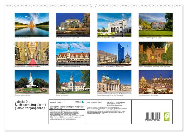 Produktbild: Leipzig Die Sachsenmetropole mit gro&szlig;er Vergangenheit (hochwertiger Premium Wandkalender 2026 DIN A2 quer), Kunstdruck in Hochglanz