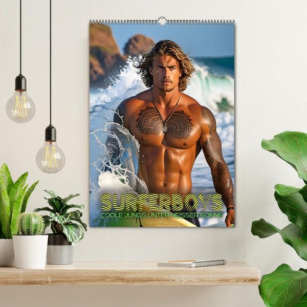 Produktbild: Surferboys - coole Jungs unter hei&szlig;er Sonne (Wandkalender 2026 DIN A2 hoch), CALVENDO Monatskalender