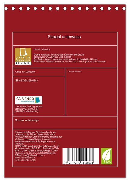Produktbild: Surreal unterwegs (Tischkalender 2027 DIN A5 hoch), CALVENDO Monatskalender
