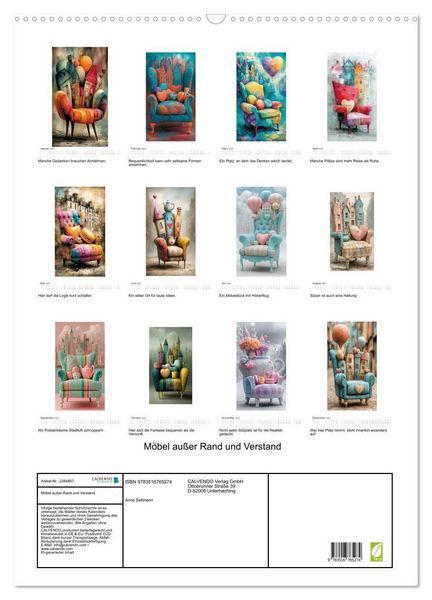 Produktbild: M&ouml;bel au&szlig;er Rand und Verstand (Wandkalender 2027 DIN A2 hoch), CALVENDO Monatskalender