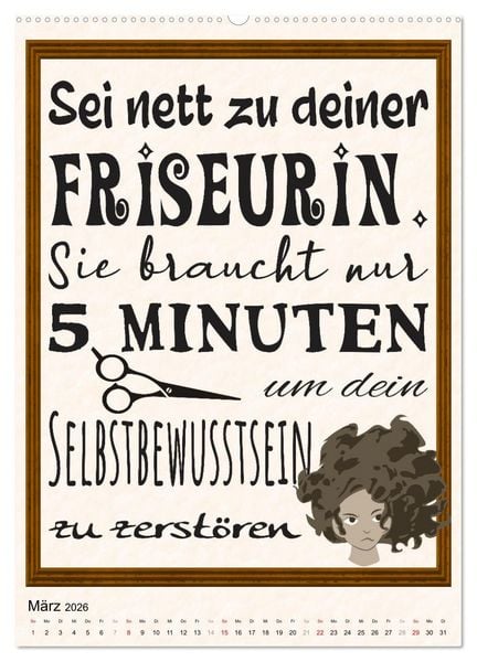 Produktbild: Friseur-Spr&uuml;che (Wandkalender 2026 DIN A2 hoch), CALVENDO Monatskalender