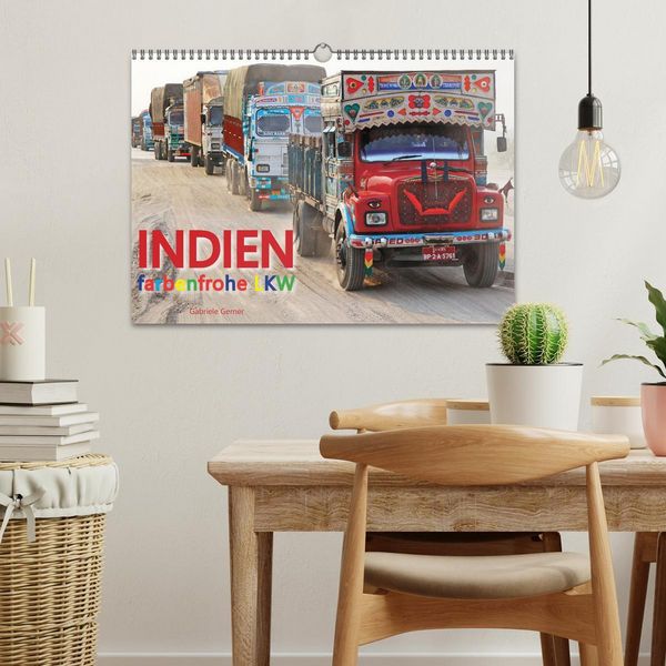 Produktbild: Indien Farbenfrohe LKW (Wandkalender 2026 DIN A3 quer), CALVENDO Monatskalender