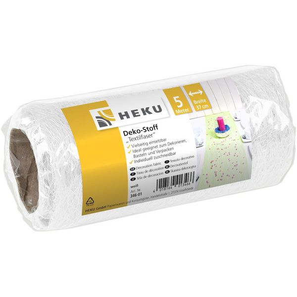 Produktbild: Deko Stoff Textilfaser auf Rolle wei&szlig; 5mx37cm