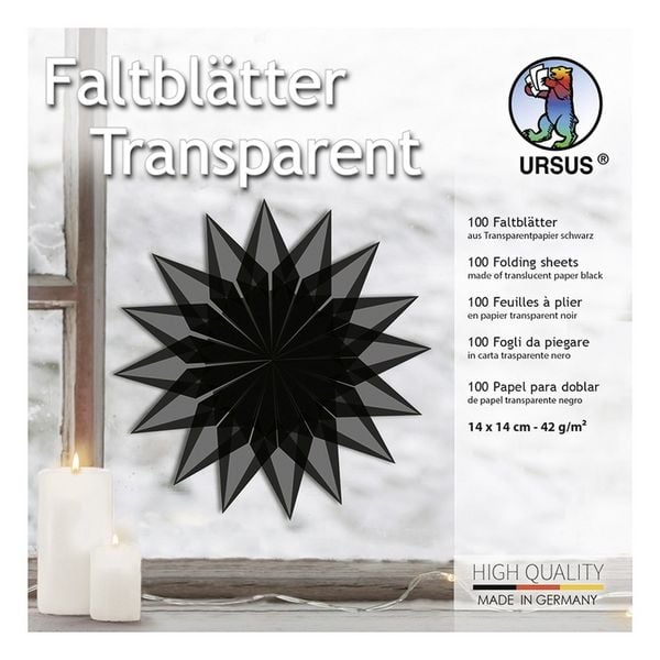 Produktbild: URSUS Faltbl&auml;tter Faltbl&auml;tter Transparentpapier, 14 x 14 cm, schwarz, 100 Blatt