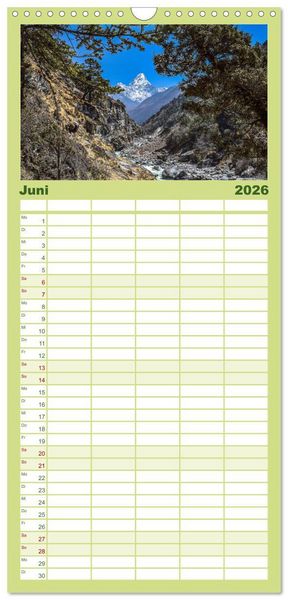 Produktbild: Familienplaner 2026 - Nepal- Trekking durchs Hochgebirge mit 5 Spalten (Wandkalender, 21 x 45 cm) CALVENDO