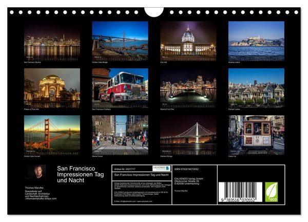 Produktbild: San Francisco Impressionen Tag und Nacht (Wandkalender 2026 DIN A4 quer), CALVENDO Monatskalender