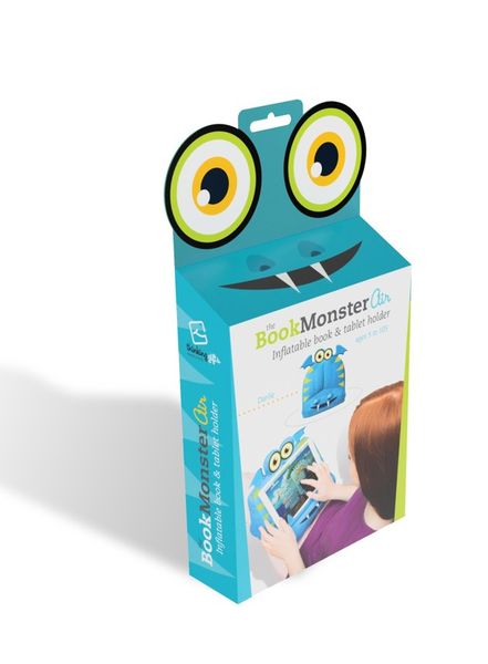 Bookmonster Air Blau | Darlie | Aufblasbares Lesekissen für Bücher und Tablets | Buchständer | Tablethalter | Lesehillfe