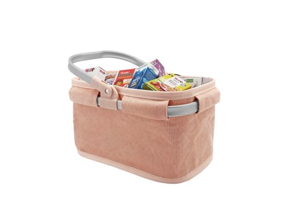 Tragekorb aus Cord „Peach Blossom“ mit Marken-Miniaturfaltschachteln