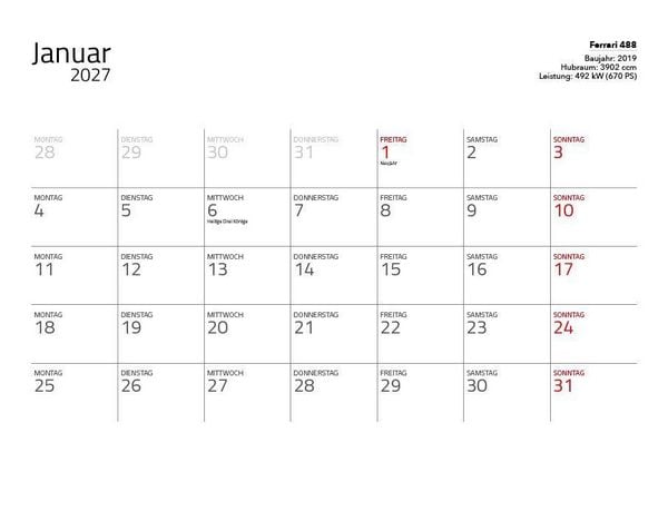 Produktbild: Supersportwagen 2027 &ndash; Eintragkalender