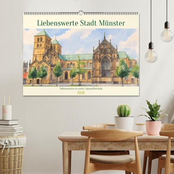 Produktbild: Liebenswerte Stadt M&uuml;nster (Wandkalender 2026 DIN A2 quer), CALVENDO Monatskalender