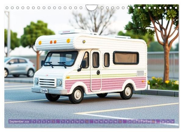 Produktbild: Amigurumi Fahrzeugtr&auml;ume - H&auml;kelstyle in Pastellt&ouml;nen (Wandkalender 2026 DIN A4 quer), CALVENDO Monatskalender