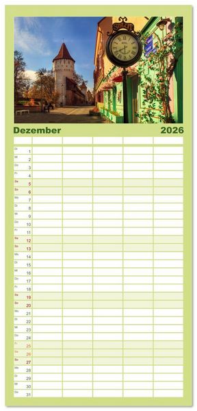 Produktbild: Familienplaner 2026 - Zauberhaftes Sibiu - Die Perle Siebenb&uuml;rgens in Rum&auml;nien mit 5 Spalten (Wandkalender, 21 x 45 cm) CALVENDO