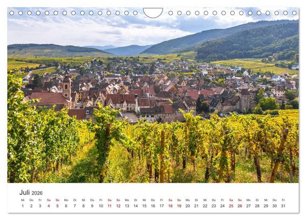 Produktbild: Els&auml;sser Weinstra&szlig;e, malerische D&ouml;rfer in idyllischer Landschaft (Wandkalender 2026 DIN A4 quer), CALVENDO Monatskalender